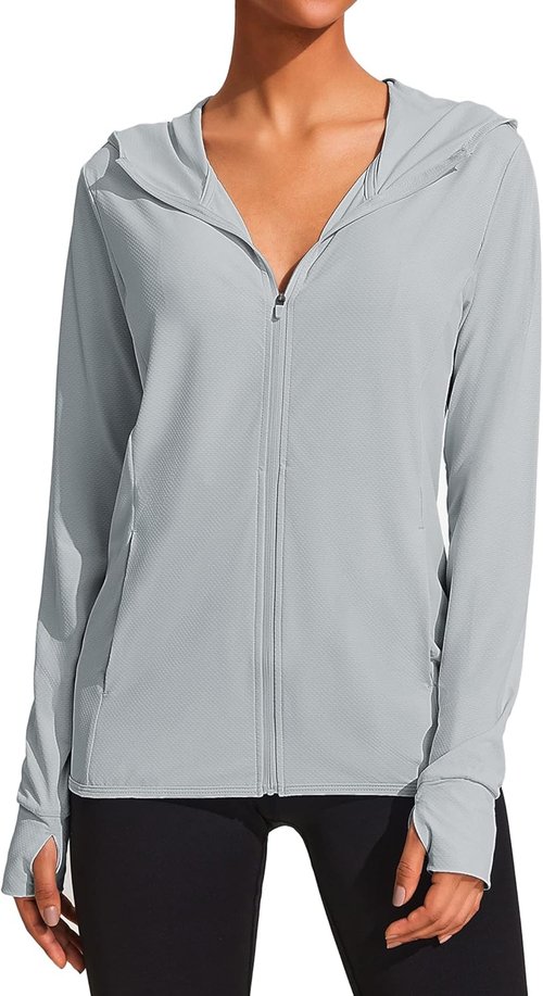 COOrun Women's Sun Protection Hoodie - UPF 50+ Full Zip Long Sleeve Active Jacket for Hiking & Running