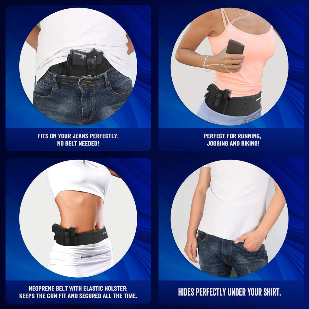 Skiennix Belly Band Holster - Most Comfortable IWB Gun Holster for Men & Women | Fits Most Pistols & Revolvers
