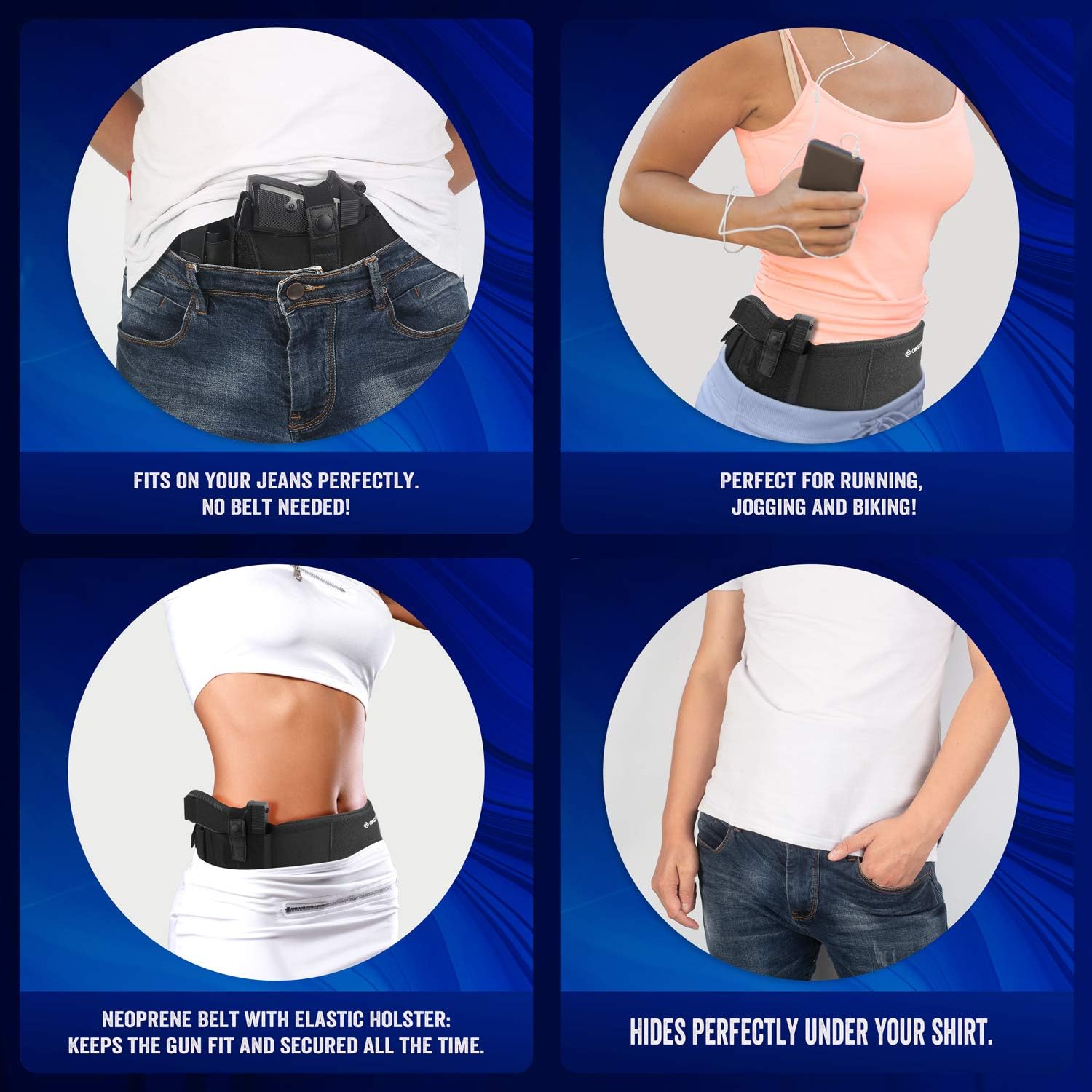 Skiennix Belly Band Holster - Most Comfortable IWB Gun Holster for Men & Women | Fits Most Pistols & Revolvers