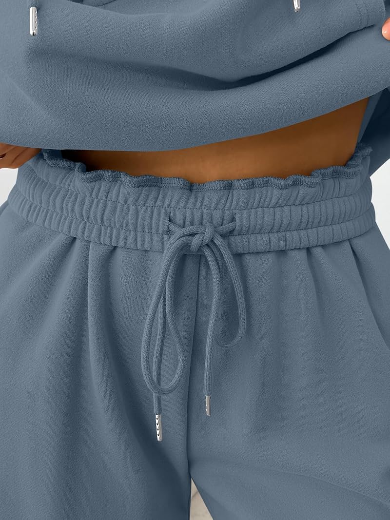 Lounge Set for Women - Oversized Hoodie & Wide-Leg Pants, Dustyblue Medium