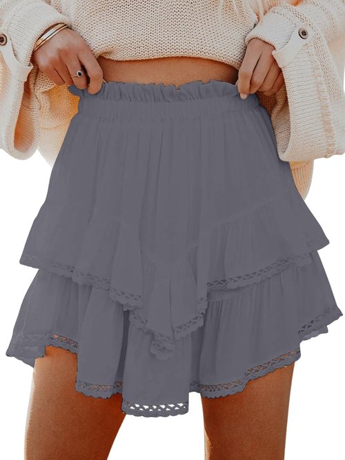 Aoudery High Waist Flowy Shorts for Women - Casual Boho Ruffle Tiered Mini Skirts | Perfect for Golf & Tennis