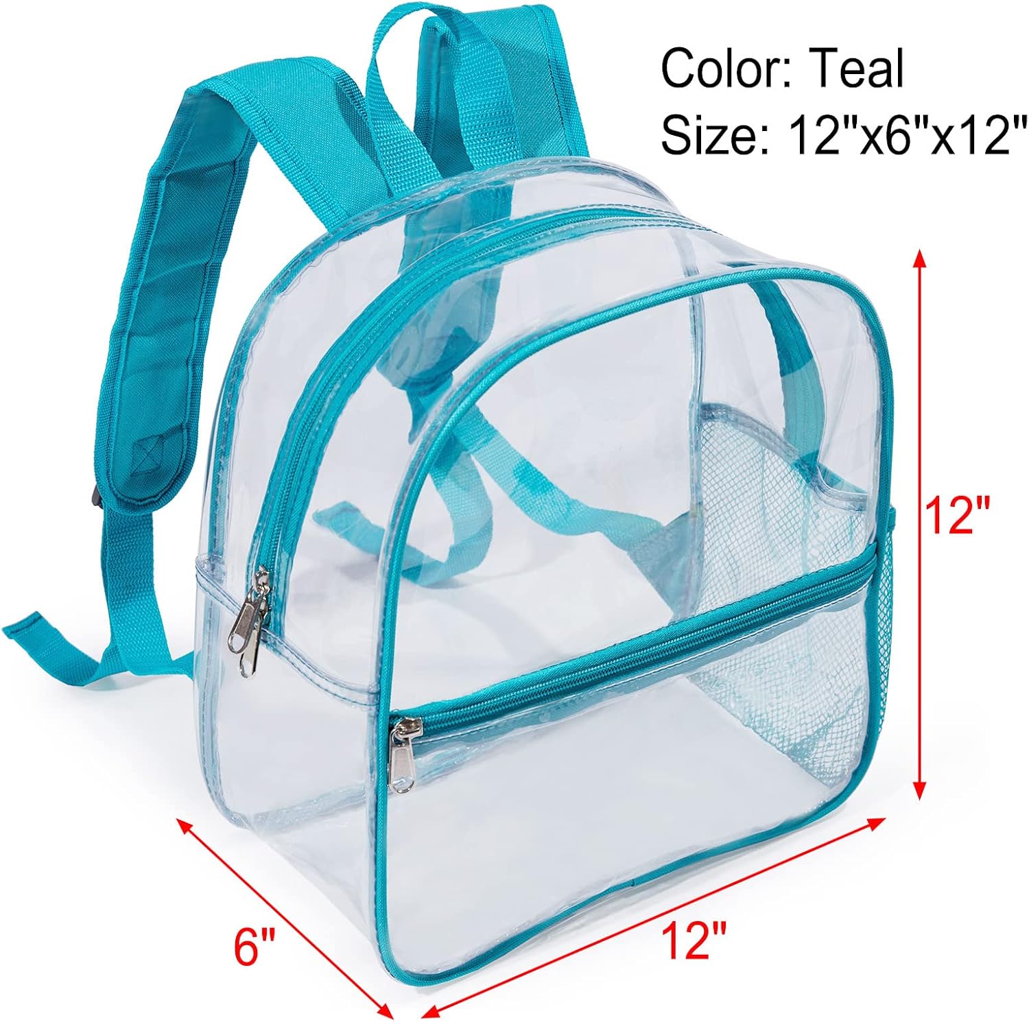 Skiennix Mini Clear Backpack - Waterproof PVC Stadium Approved Transparent Bag | 12"x6"x12" - Green