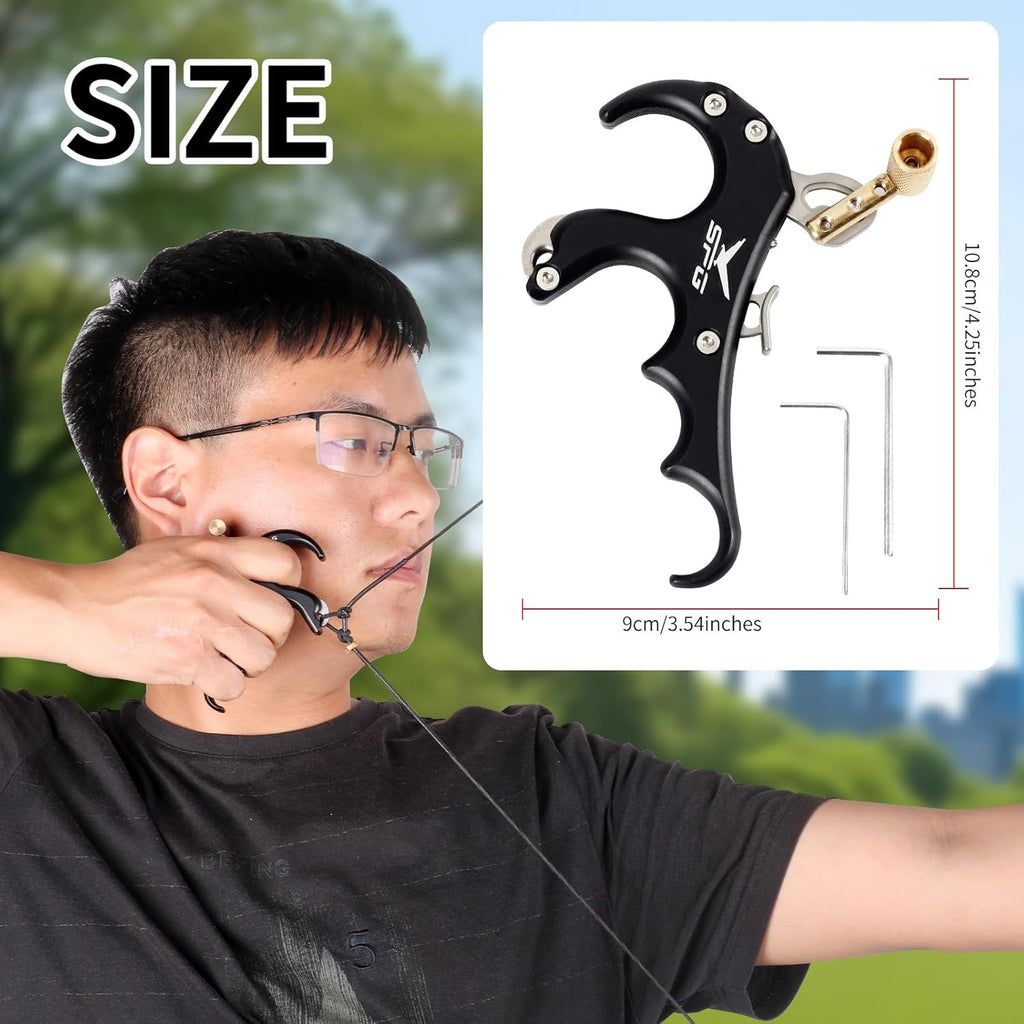 SPG Thumb Release for Compound Bow - Durable Aluminum Alloy 4-Finger Design | Anti-Slip Frosted Texture