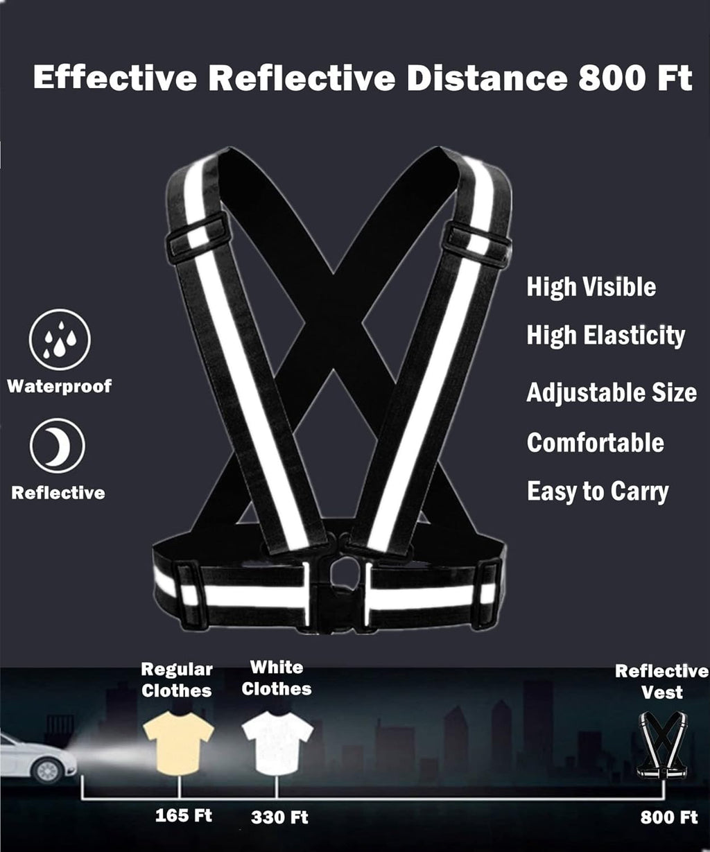 Reflective Strap Safety Vest - Adjustable High Visibility Running Gear for Men & Women | 2-10 Pack