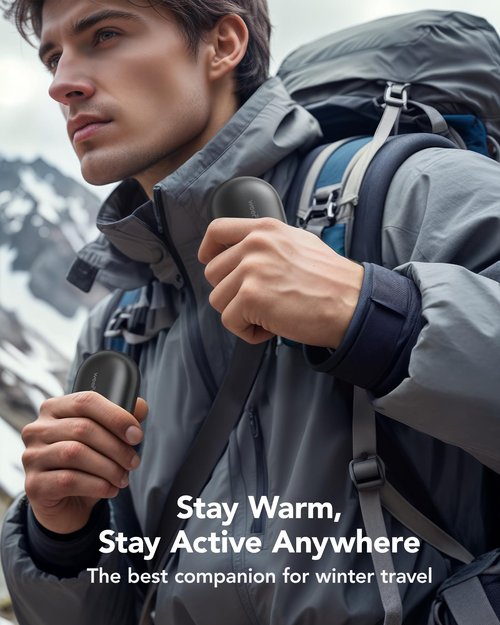 Hand Warmers Rechargeable 2 Pack, Magnetic Alloy Handwarmer 7000 mAh Reusable, Instant Heating UP to 131°F, 15 Hours Long Lasting Palm Pocket Heater, Gifts Packing for Skiing,Hunting,Camping,Golf