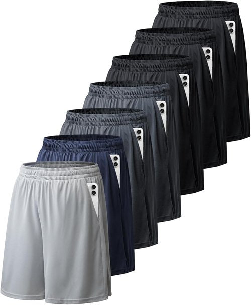 BALENNZ Men's Basketball Shorts - 7 Pack with Pockets for Athletic Gym & Running | Quick Dry Activewear