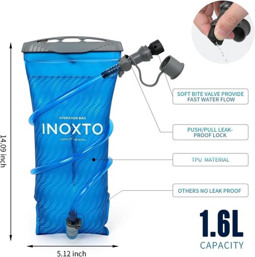 INOXTO Running Hydration Vest Backpack,Lightweight Insulated Pack with 1.5L Water Bladder Bag Daypack for Hiking Trail Running Cycling Race Marathon for Women Men (Gray Dark Blue)