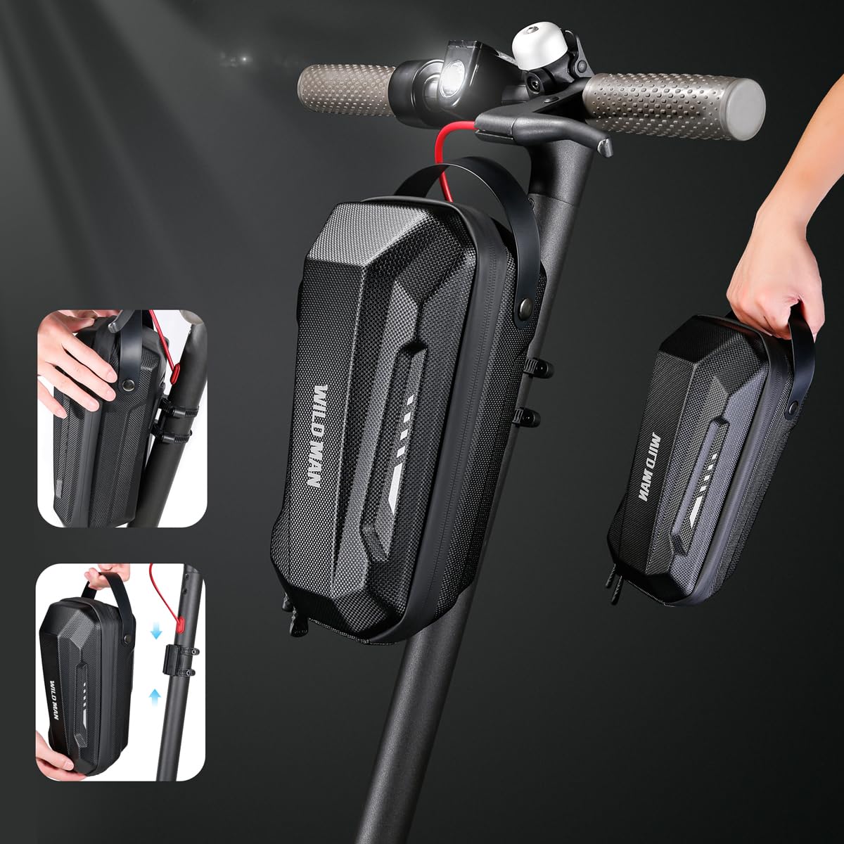 WILD MAN Quick Release Hard Shell Rainproof Scooter Storage Bag for Balancing Scooters Kick Scooters Folding Bike Electric Scooter Bag(GD9X.2L)