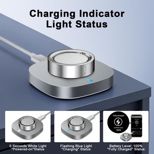 Vigamen Charger Compatible with Aura-Ring Gen 4 Size 8,Fast Safe Charging Dock and USB-C Cable,Silver Gray