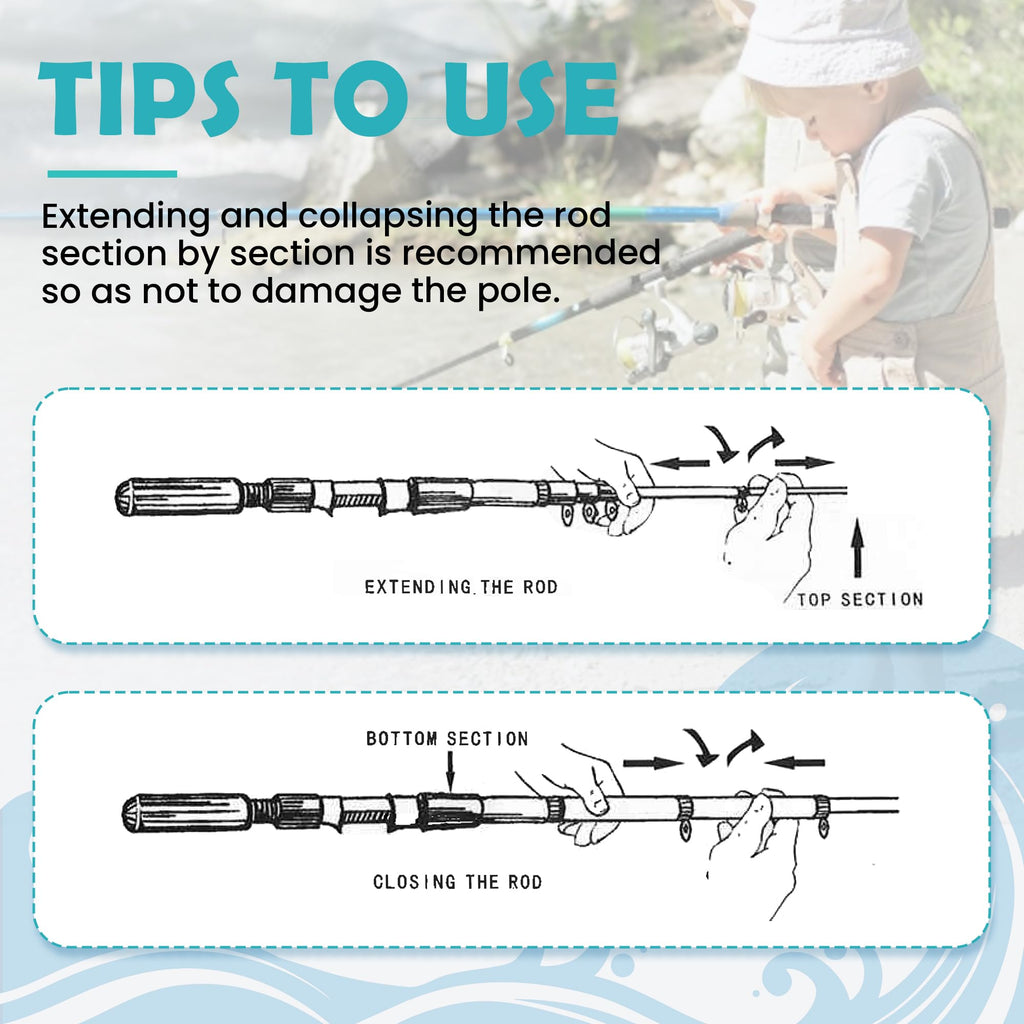 WIDDEN Kids Fishing Pole, Portable Telescopic Kids Fishing Poles for Boys and Girls, Fishing Rod and Reel Combo Kit with Tackle Box Bag Net, Best Fishing Pole for Toddler Youth and Beginners