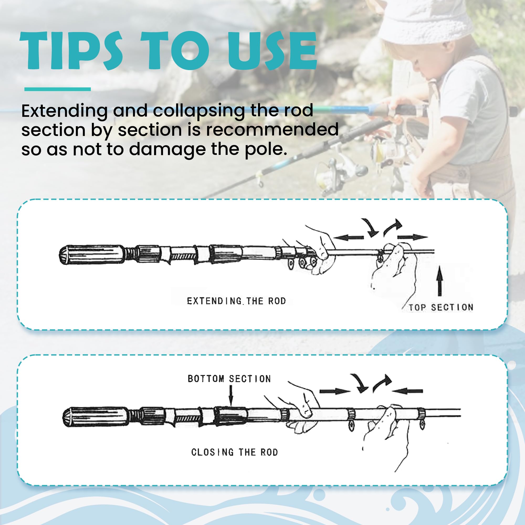 WIDDEN Kids Fishing Pole, Portable Telescopic Kids Fishing Poles for Boys and Girls, Fishing Rod and Reel Combo Kit with Tackle Box Bag Net, Best Fishing Pole for Toddler Youth and Beginners