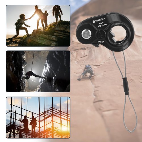 NewDoar Rope Ascender Lightweight Rope Clamp Ascender Riser Adjuster Fits 8-13mm Rope Self-Locking Grip for Rock Climbing,Protection Rescue,Rappelling,Gear Equipment(Black)