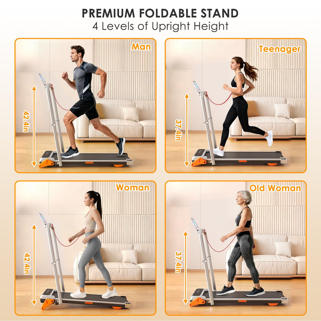 Walking Pad with Incline Portable Treadmill with Handle Bar for Home Office Under Desk Use Small Space Treadmill, Silver