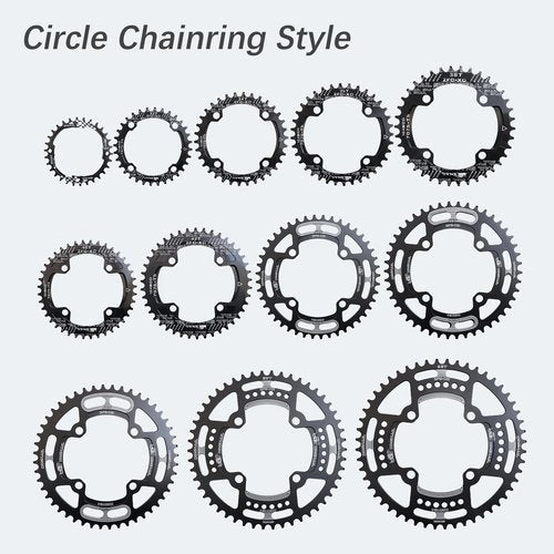DJC Bike Chainring 104BCD Round 30t 32t 34t 36t 38t 40t 42t 44t 46t 48t 50t 52t Tooth Narrow Wide 7/8/9/10/11/12 Speed Ultralight MTB Mountain Bike 104 BCD Chainwheel,01# Round Black,42T