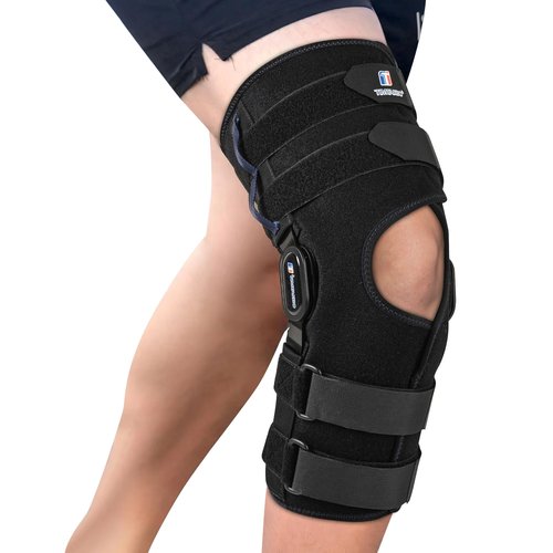 Knee Braces for Knee Pain Women Men, 16inch Hinged Knee Brace with for Side Stabilizers Meniscus Tear Knee Pain ACL MCL Injury Recovery Wraparound Knee Support with 4 Adjustable Compression Straps
