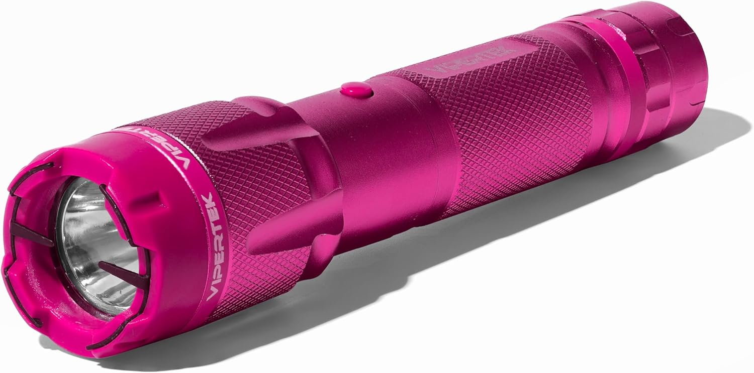 VIPERTEK VTS-T03 Stun Gun - Rechargeable Self Defense Device with LED Flashlight | Pink Color