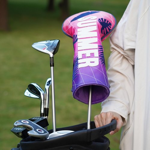 LZFAN Golf Club Head Covers Driver Fairway Wood Hybrid Golf Club Headcover Leather Protector Heavy Embroidered Colorful Summer
