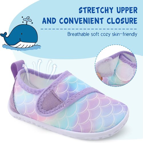 LeIsfIt Toddler Water Shoes - Breathable Quick-Dry Aqua Socks for Beach & Pool | Kids Swim Shoes