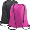 BeeGreen Drawstring Backpack - X-Large Heavy Duty Cinch Sack | 22.4" L x 17.5" W, Machine Washable, Black & Pink - Perfect for Gym & Sports