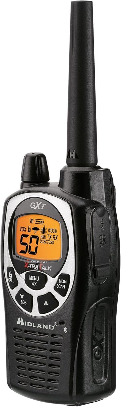 Midland GXT1000VP4 GMRS Two-Way Radio - Long Range, 50 Channels, 142 Privacy Codes | Black/Silver 2-Pack