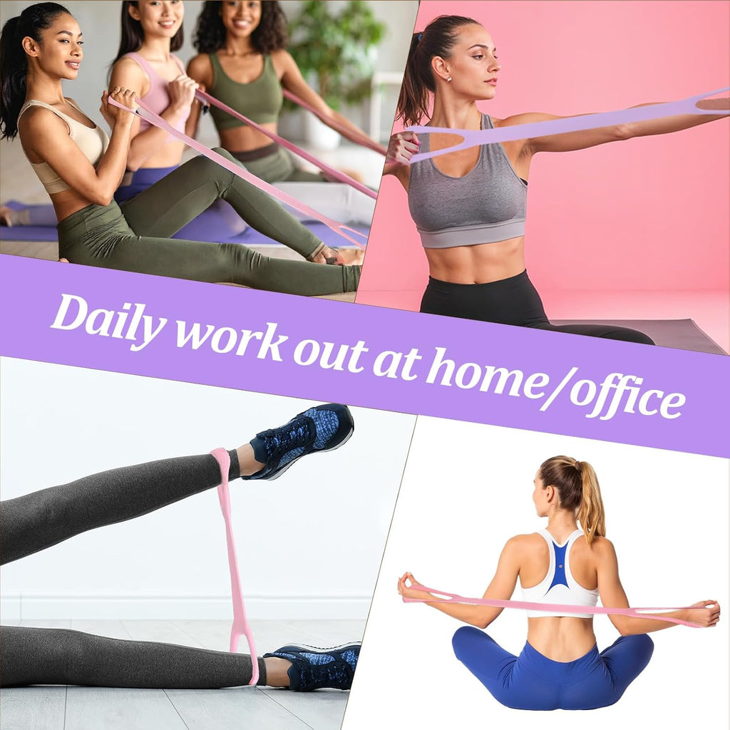Skiennix Resistance Bands - Figure 8 Elastic Exercise Bands with Handles for Yoga & Pilates - Portable Home Gym Equipment