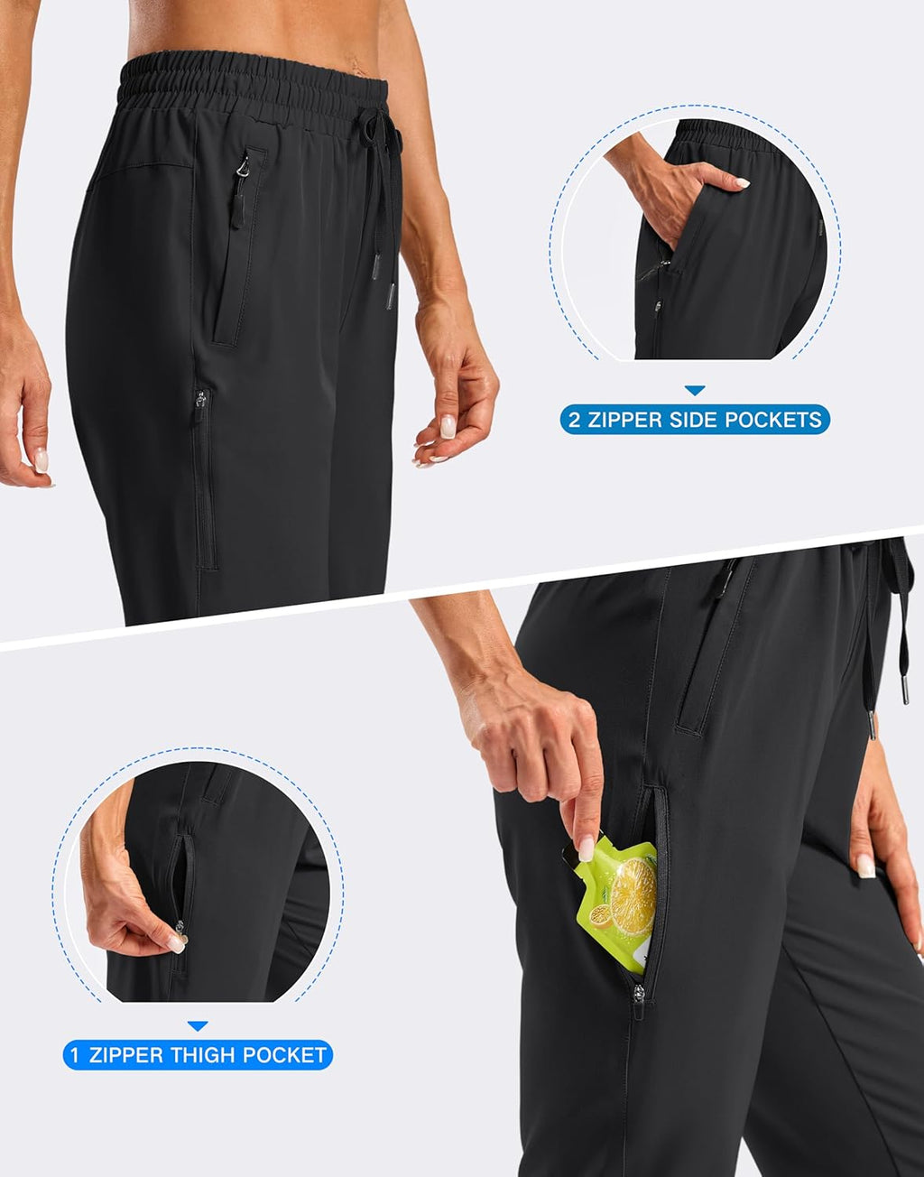 SANTINY Women's Long Hiking Shorts - Lightweight Quick-Dry Capris with Zipper Pockets | 13''/15''/17'' Sizes