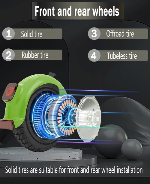 GYL 10 Inch Solid Tire: 10x2.0/2.125 Electric Scooter Rubber tyre, 50/75-6.1 Tubeless Tyre for Xiaomi M365/Gotrax G4/xr/v2 Gotrax Tire Replacement 10 In Offroad Front Rear Wheel Black 1 Pcs