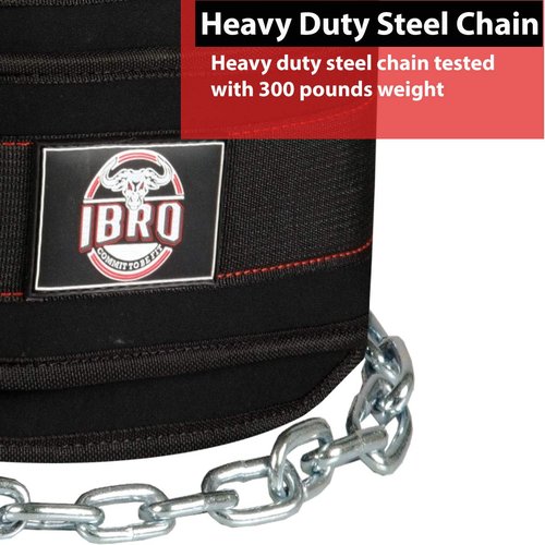 IBRO Advanced Fitness Dipping Belt with heavy Duty Long Steel Chain | Weighted Dips, Pullups, Bodybuilding, Weight Lifting | Neoprene Waist Support | for Men and Women