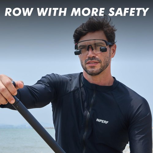 TriEye Sports Sunglasses with Rearview Mirror – Polarized Sunglasses for Men & Women For Rowing & Cycling Glasses – UV400 Protection, Durable TR90 Frame, Panoramic Revo Lens - Clear