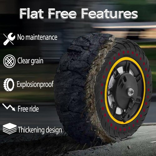 GYL 10x2.125 Solid Tire, 50/75-6.1 Rubber Tires, 10 Inches Tubeless Tyre Replacement for Gotrax G3 Plus G4 GXL V2 Apex XL Pro MAX XR Ultra Elite Electric Scooter Front Rear Honeycomb Wheels 2pcs