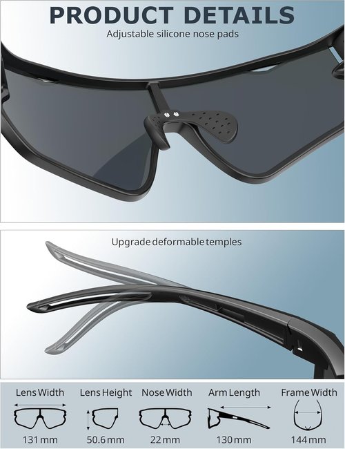 KALIYADI Polarized Sunglasses - UV400 Protection Sports Glasses for Men | Ideal for Cycling & Running
