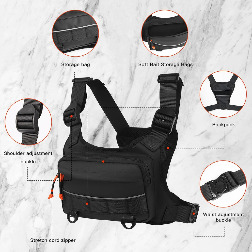 Skiennix Chest Bag - Water-Resistant Running Pack with Ample Storage | Unisex Black Design