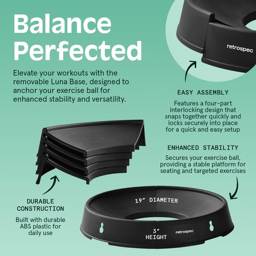 Retrospec Luna Exercise Ball with Pump - Anti-Burst Fitness Equipment for Yoga, Core Training & Stability - Home Gym Swiss Ball for Office & Pregnancy