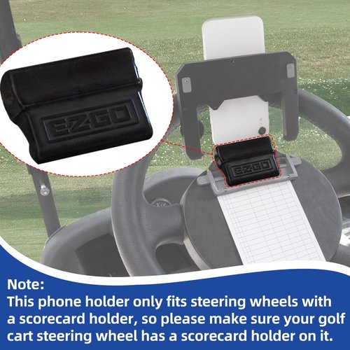 CartClan Golf Cart Steering Wheel Cell Phone Mount, Flip Up Phone Holder for Golf Cart Steering Wheel, Suitable for Club Car/EZGO/Yamaha Models, Mobile Phone Mount Wide 2"-3.5"