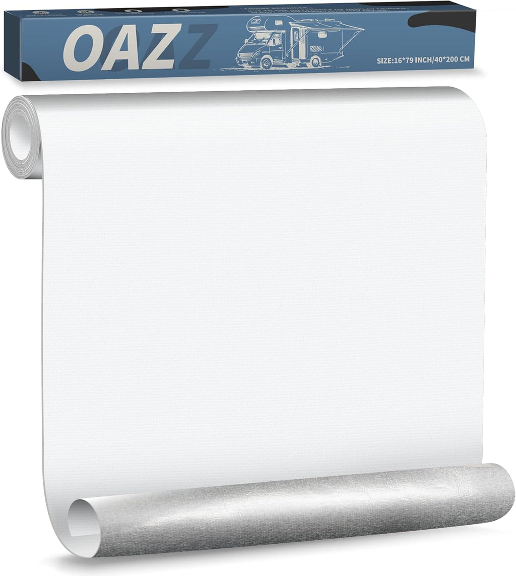 OAZ Canvas Repair Patches - Self-Adhesive Waterproof Fabric Patch Kit for Outdoor Gear | 16 x 79 Inch (White)