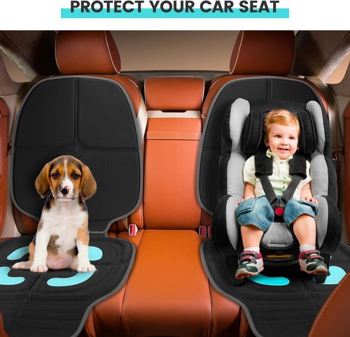 Heytrip Car Seat Protector - Waterproof, Non-Slip Design for 0-12 Years Old | Fits Most Car Seats (Black/Blue)