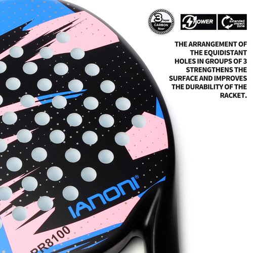IANONI Paddle Tennis Racket Carbon Fiber Surface with EVA Memory Flex Foam Core Padel Tennis Racquets (Blue)