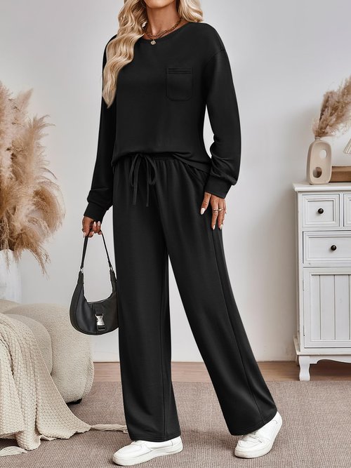 AUTOMET Womens Sweatsuits 2 Piece Lounge Matching Outfits Sweat Sets Tracksuit Travel Sweatshirts Fall Fashion Clothes 2026 Comfy Loungewear Pajamas Soft Pjs Black L