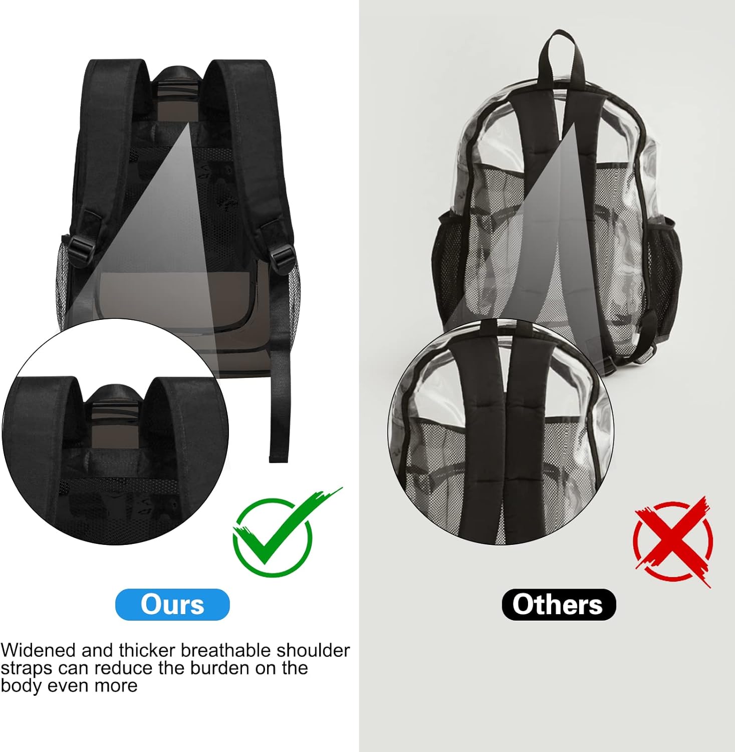 Skiennix Clear Backpack - Heavy Duty Transparent Design for Security Travel | Black Color
