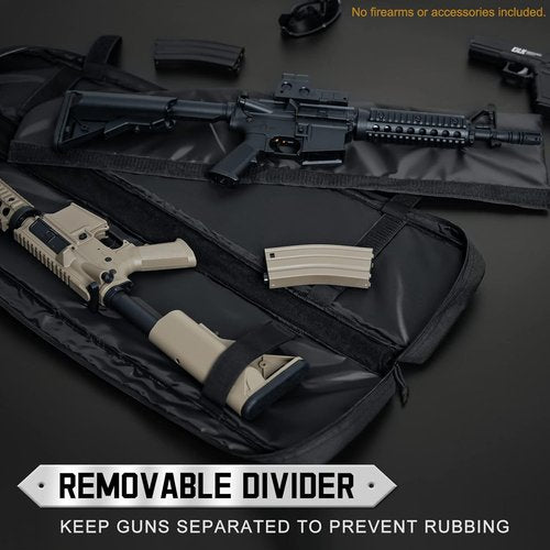 DULCE DOM Tactical Double Rifle Case - Soft Gun Bag with Movable Divider & Accessory Pouches | 36-48 Inch