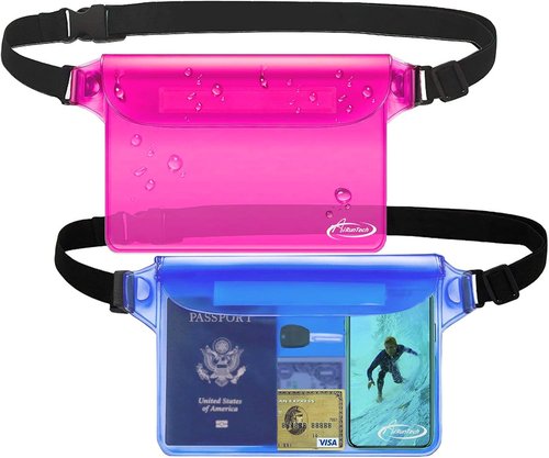 AiRunTech Waterproof Pouch - 2 Pack Waist Strap for Safe & Dry Phone Storage | Ideal for Beach, Boating & Water Activities