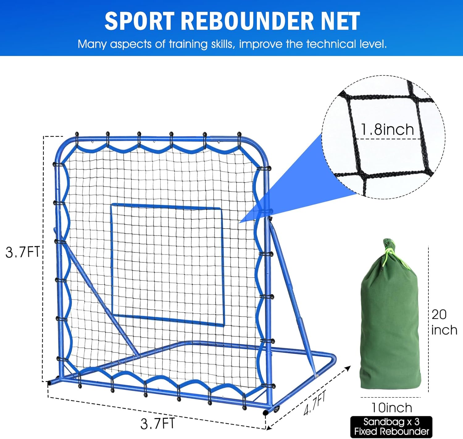 Skiennix Soccer Rebounder Net - Quick-Switch Angle Training Aid for Control & Passing | Easy Setup for All Ages