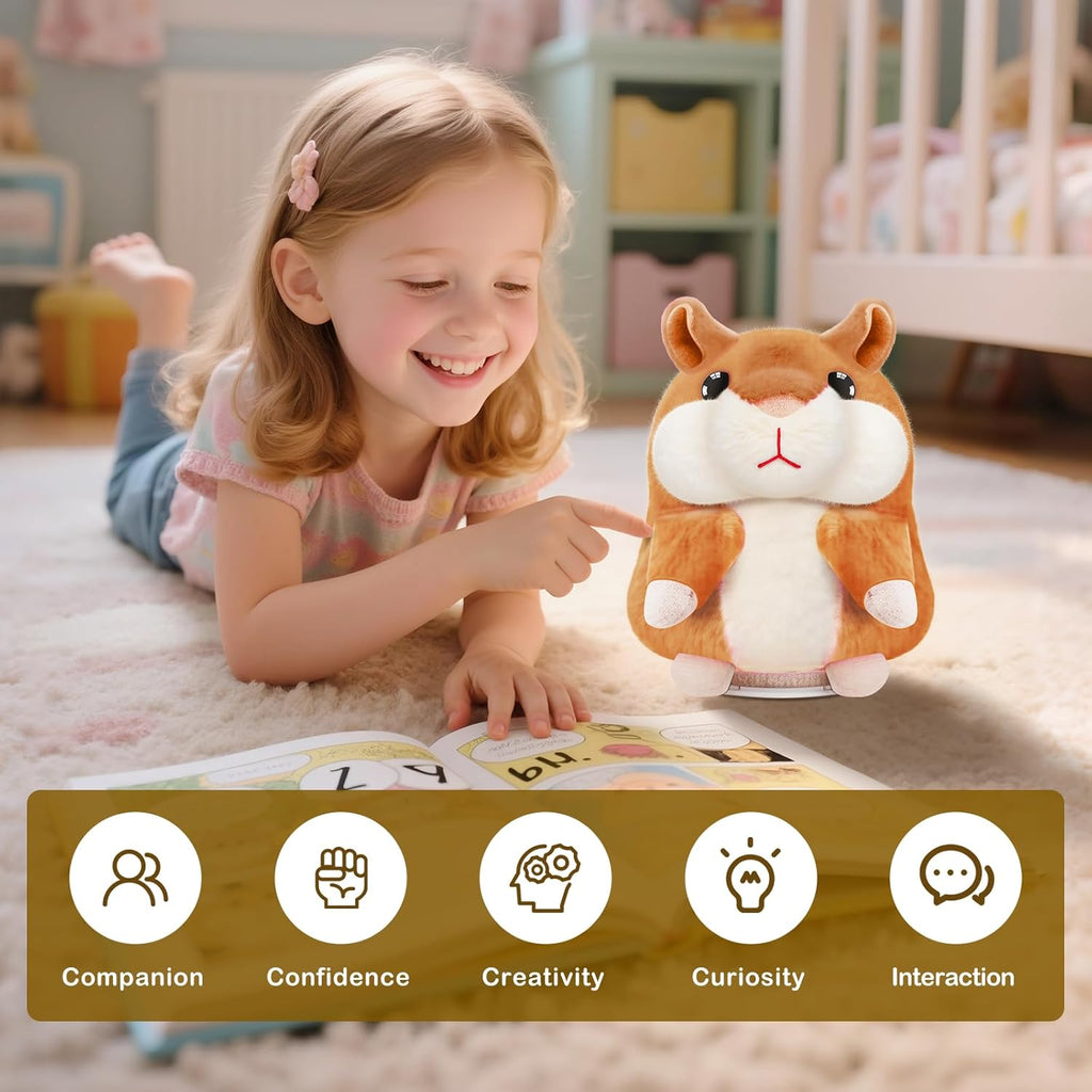 SANJOIN Talking Hamster Toy - Interactive Plush Repeater for Kids Ages 2-8 | Perfect Birthday Gift (Brown)