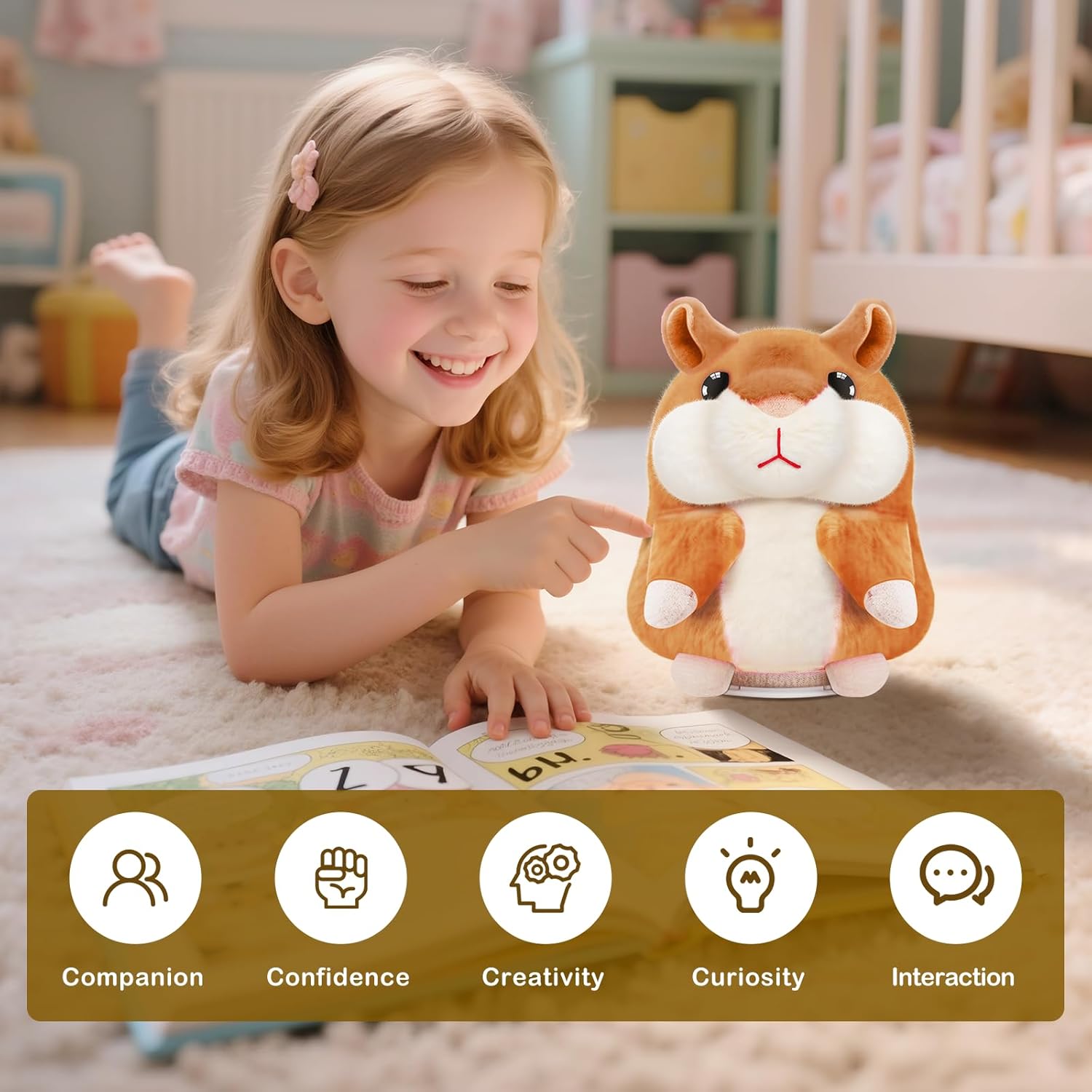 SANJOIN Talking Hamster Toy - Interactive Plush Repeater for Kids Ages 2-8 | Perfect Birthday Gift (Brown)
