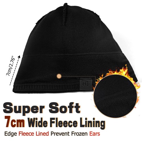Lvaiz Mens Beanie Warm Winter Hat for Men Fleece Lined Beanie Thick Knit Hat Outdoor Skull Cap Unisex Black
