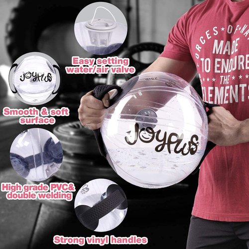 JOYPLUS Aqua Bag Sandbag Alternative - Adjustable Aqua Bag and Power Bag with Water - Core and Balance Trainer - Portable Stability Fitness &Full Body Workout Equipment,Ball Shape,MAX Weight 33LB