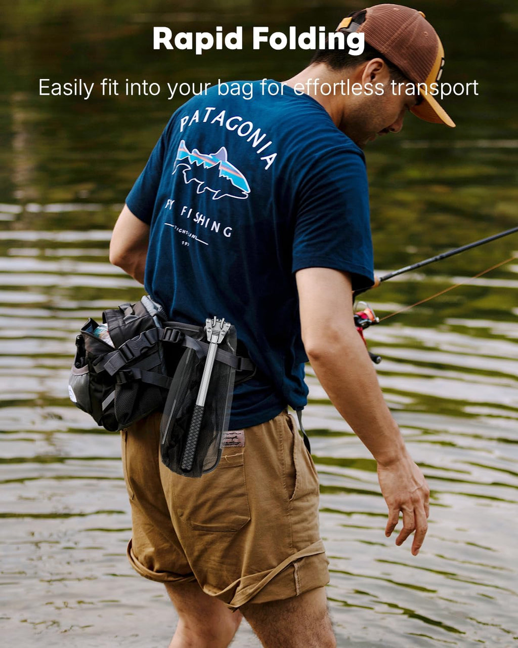 Pawfly Fishing Net - Collapsible Aluminum Handle & Durable Nylon Mesh | Portable for Freshwater & Saltwater