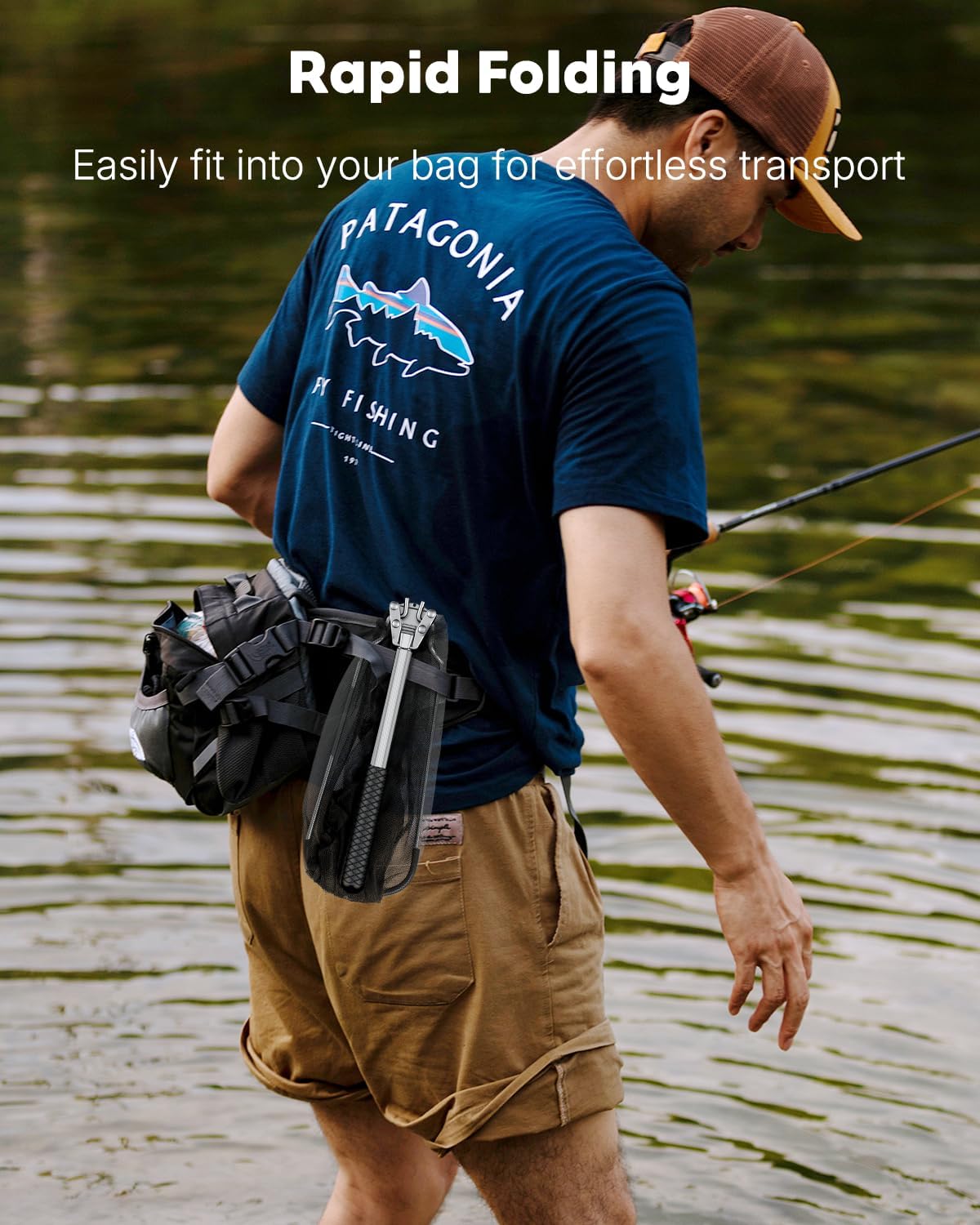 Pawfly Fishing Net - Collapsible Aluminum Handle & Durable Nylon Mesh | Portable for Freshwater & Saltwater