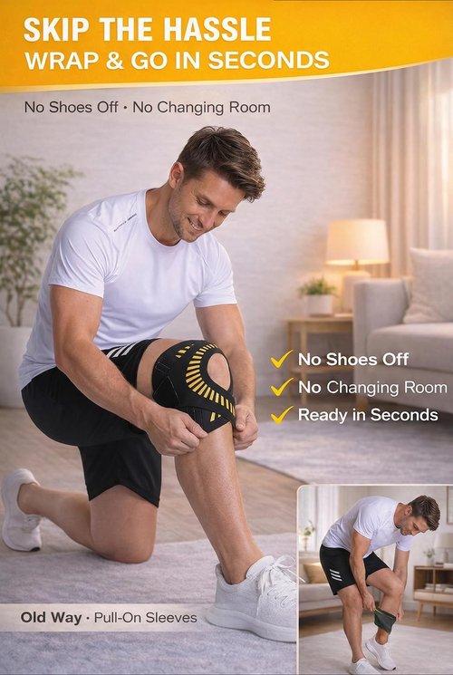 KNEEBRIGHT Light Hinged Knee Brace for Women, Strong Adjustable Compression Knee Brace for Men, Quick Wrap Around Patella Support with Side Stabilizers for Meniscus Tear, Arthritis Size XL(Plus Size)