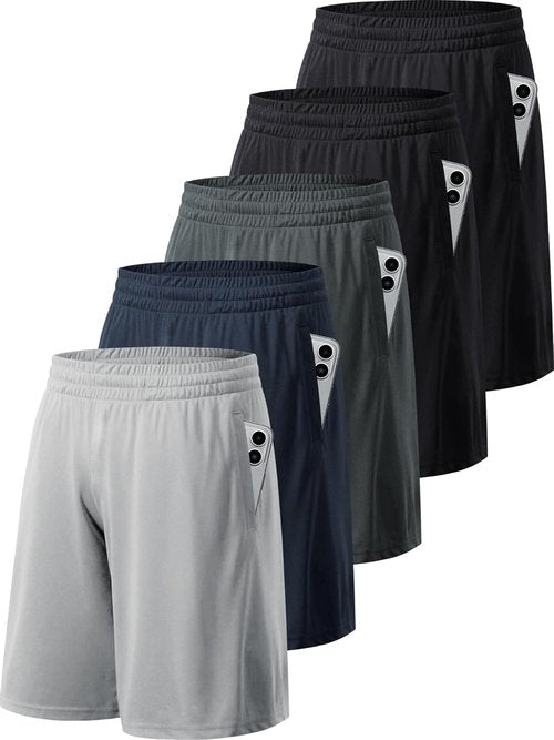 MLYENX Men's Quick-Dry Athletic Gym Shorts - Lightweight 4-6 Pack for Basketball & Running with Pockets